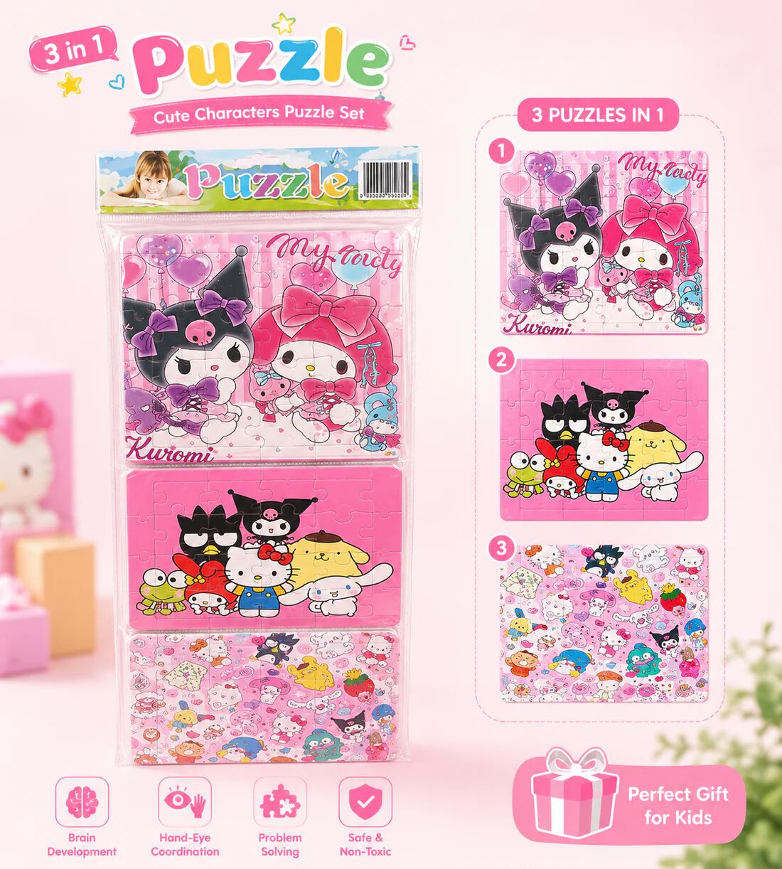 Cartoon 3 Puzzle set Random Design