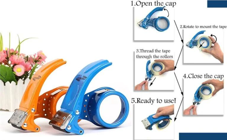 Tape Dispenser for Packing Packages Lightweight Ergonomic Industrial Heavy Duty Tape Cutter
