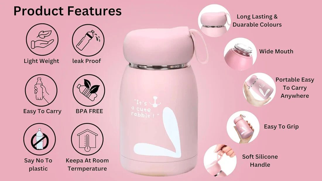 {330ml} Little Print Glass Water Bottle – Leak-Proof, BPA-Free, Food-Grade Silicone