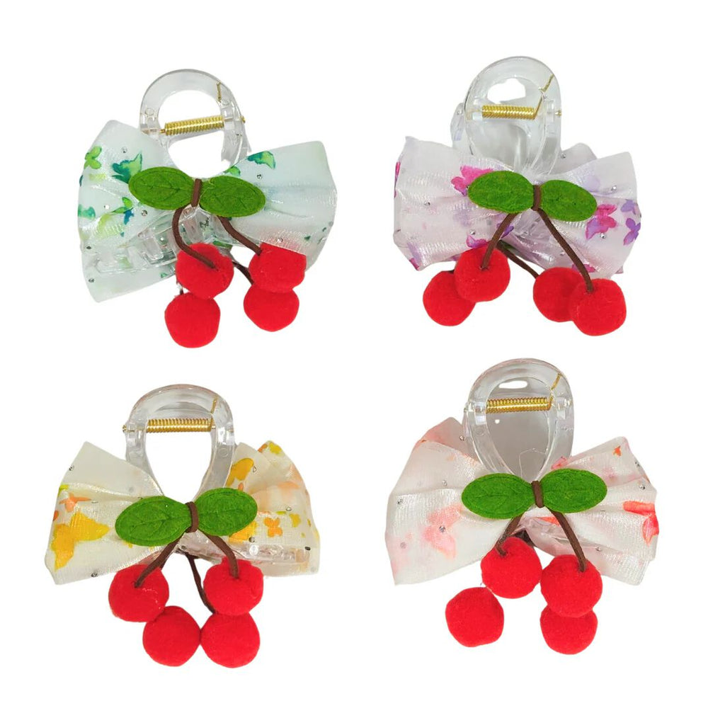 Style Hair Clutcher with Cherry Pom Poms, Girls Hair Accessory {Random Color}