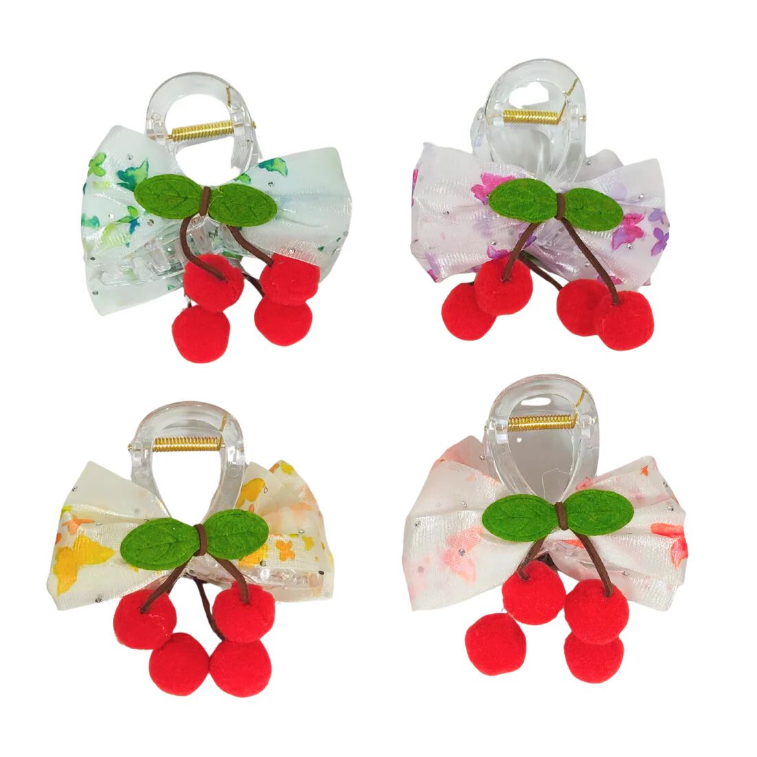 Style Hair Clutcher with Cherry Pom Poms, Girls Hair Accessory {Random Color}