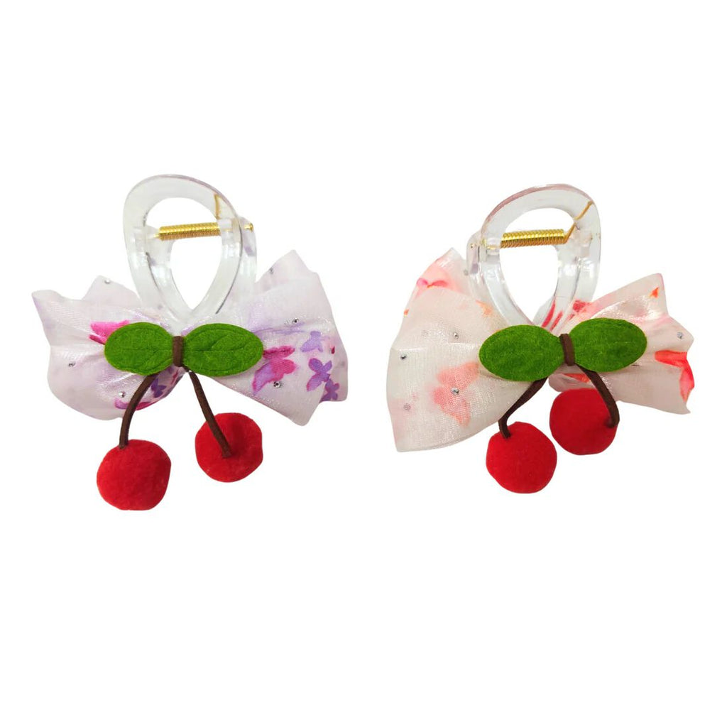 Style Hair Clutcher with Cherry Pom Poms, Girls Hair Accessory {Random Color}