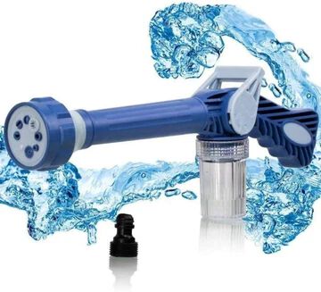 8-in-1 Turbo Water Spray Gun (Blue) | Multi-Function Adjustable Water Hose Nozzle for Car, Garden & Home Use