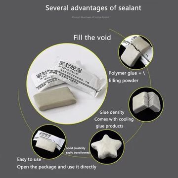 Waterproof Sealant Clay, Sealing Glue for Leaks, Air Tight, White Sewer Mending, Cracks, Gaps & Voids Around Windows