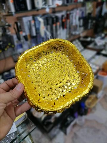 Plastic Decorative Golden Thali {Pack of 3}