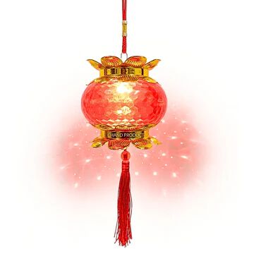 Red Lantern Wedding Handheld Lantern with Tassel Light Up Projection Lantern Decorative Party Lantern
