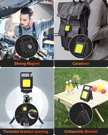 Rechargeable LED Keychain Light, USB Charging, Black