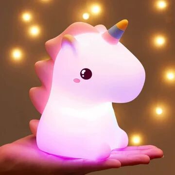 Unicorn Night Light for Kids – 7 Color Changing Rechargeable Silicone Led Lamp, Tap Control Touch Sensor