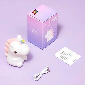 Unicorn Night Light for Kids – 7 Color Changing Rechargeable Silicone Led Lamp, Tap Control Touch Sensor