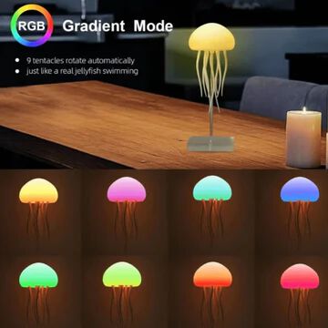 Jellyfish LED Lamp with Dancing Legs,RGB Gradient Bedside Lamp with Voice Control