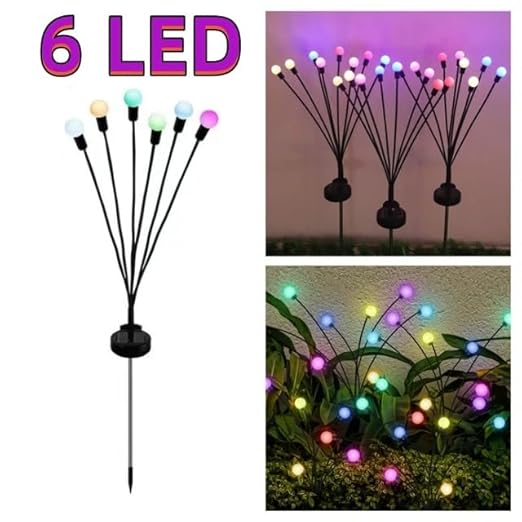 Firefly Outdoor Solar Lights - 6 LED Flash Mode Waterproof Garden Lights