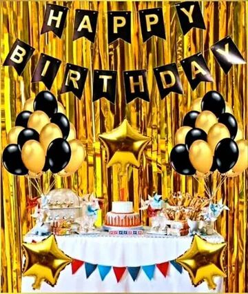 Happy Birthday Party Decorations for women  with HAPPY BIRTHDAY Foil Curtains Balloons with Star Foil for Girls