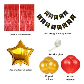 Happy Birthday Party Decorations for women  with HAPPY BIRTHDAY Foil Curtains Balloons with Star Foil for Girls