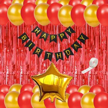 Happy Birthday Party Decorations for women  with HAPPY BIRTHDAY Foil Curtains Balloons with Star Foil for Girls