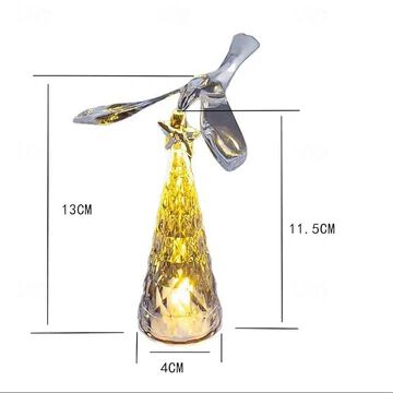 Handicraft LED Bird Tree Lamp – Christmas Tree Shaped Light with Spinning Bird Topper – Warm White LED Holiday Decoration