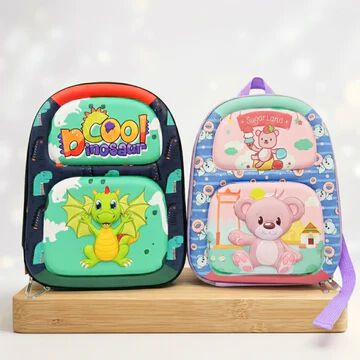 Kids 3D Cartoon Backpack - Waterproof, 3 Compartments, Bottle Holder