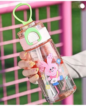 Leakproof Cartoon Water Bottle BPA-free with flip-lock lid and easy carrying handle