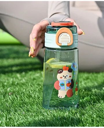 Leakproof Cartoon Water Bottle BPA-free with flip-lock lid and easy carrying handle
