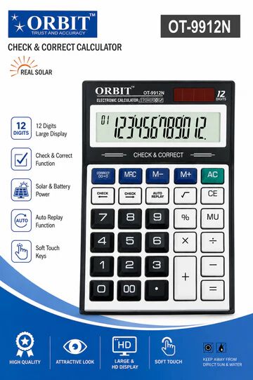 Electronic Calculator, Large Display, Dual Power Calculator