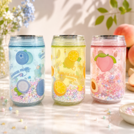 Water Bottle Magic Ice Cold Bottle Cute Crushed Ice Gel Refrigerated Bottle Transparent