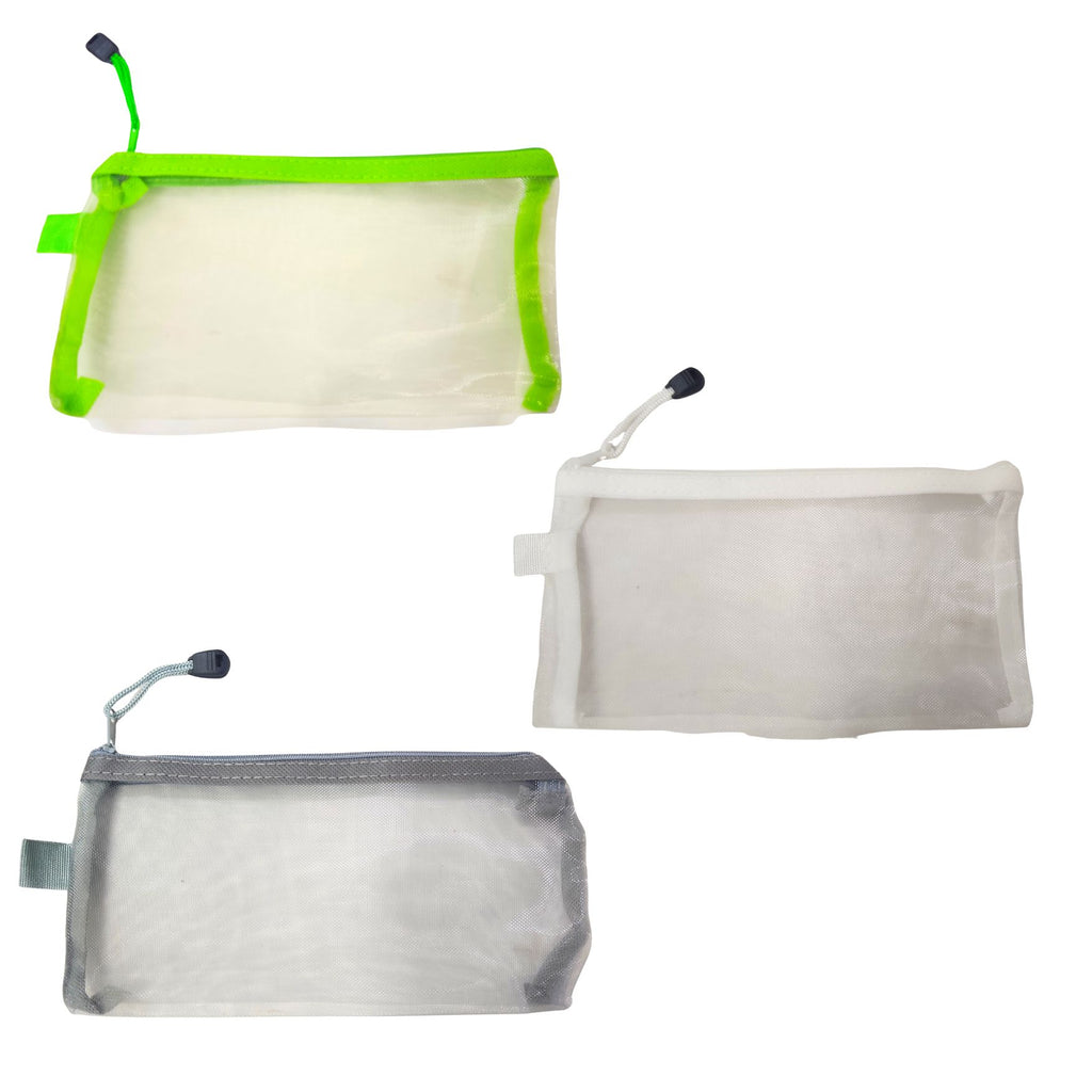 {12 Pack} Mesh Zipper Pouch Document Waterproof Zip File Bags Plastic Zipper Pouch