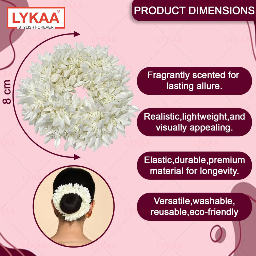 Scented Jasmine Mogra Gajra plain white Phool Hair Accessories For Women & Girls