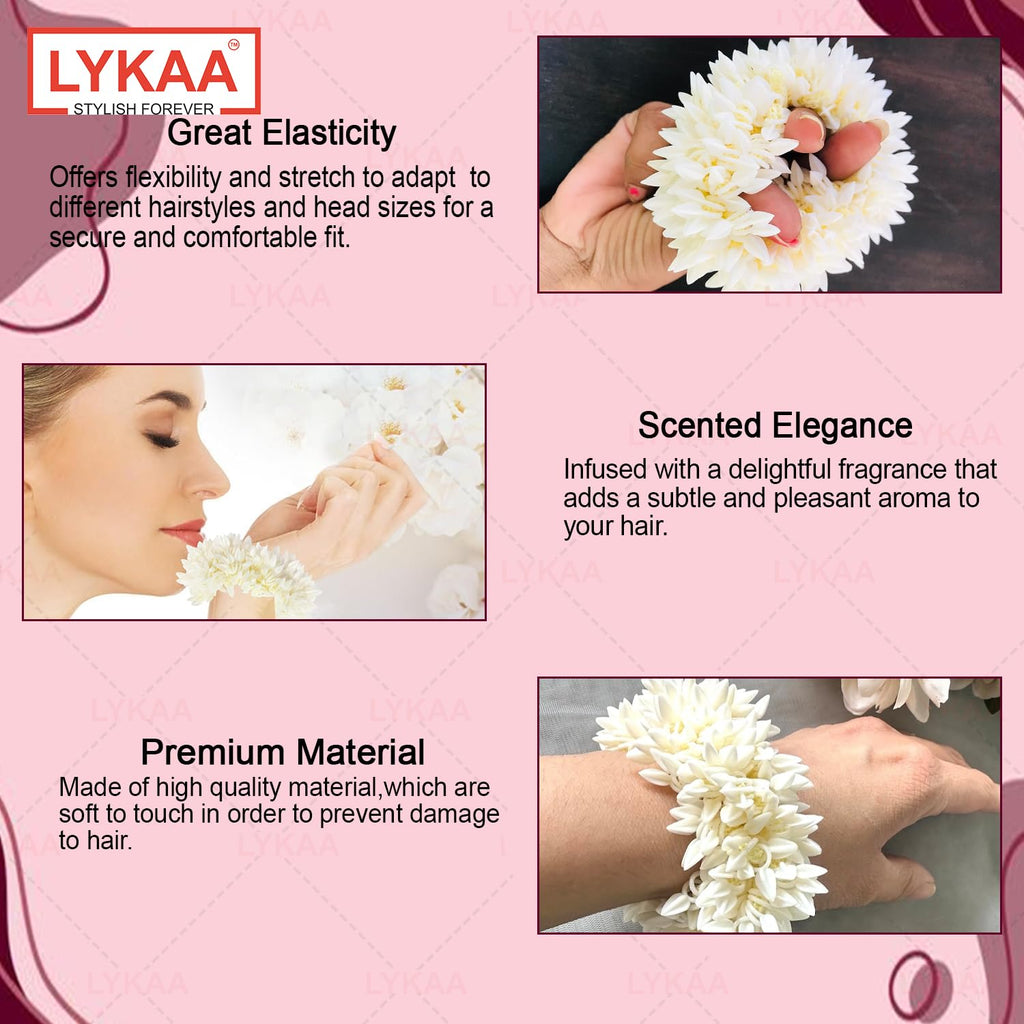Scented Jasmine Mogra Gajra plain white Phool Hair Accessories For Women & Girls