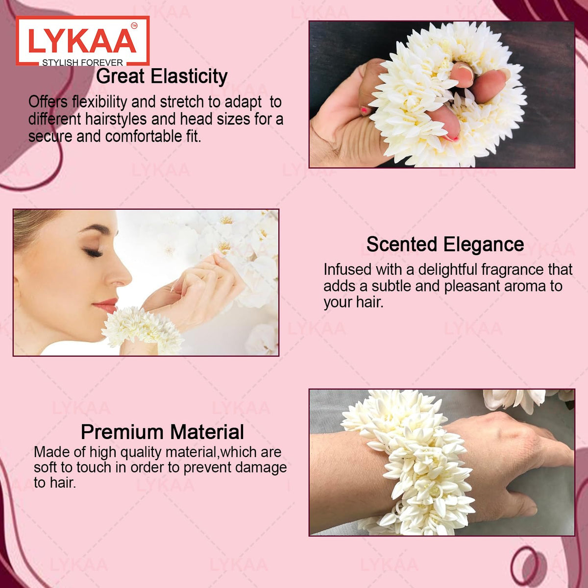 Scented Jasmine Mogra Gajra plain white Phool Hair Accessories For Women & Girls