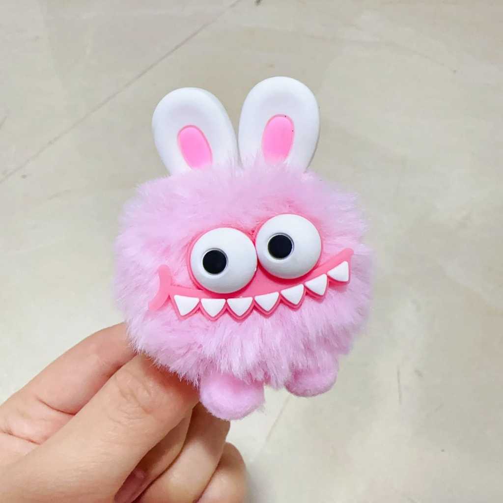 Labubu Big Eyes Cute Ears Fur Ball Hairpins Sweet Girl Side Hair Clip Hair Accessories for Women
