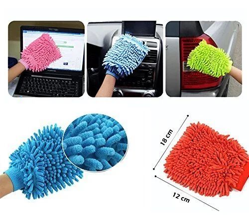 Double Sided Microfiber Wash Mitt Gloves,Dust Cleaning Gloves