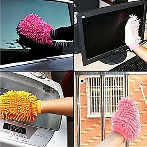 Double Sided Microfiber Wash Mitt Gloves,Dust Cleaning Gloves