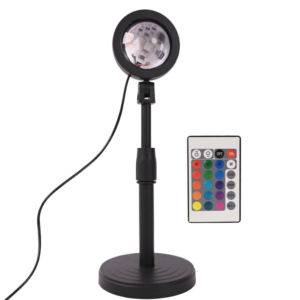 16-Color Sunset Projection Lamp with Remote & USB | 360° Rotating LED Light for Ambiance, Selfies, Parties & Home Décor - 20641