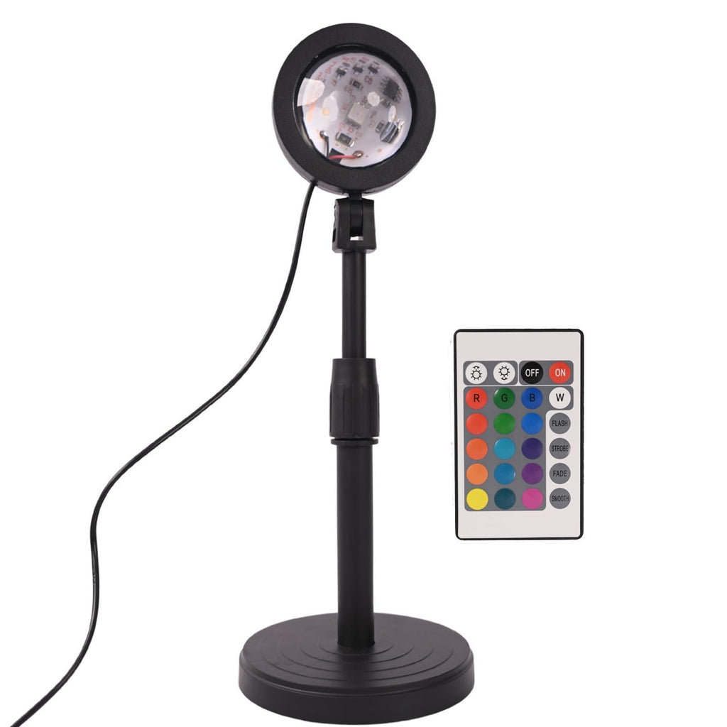 16-Color Sunset Projection Lamp with Remote & USB | 360° Rotating LED Light for Ambiance, Selfies, Parties & Home Décor