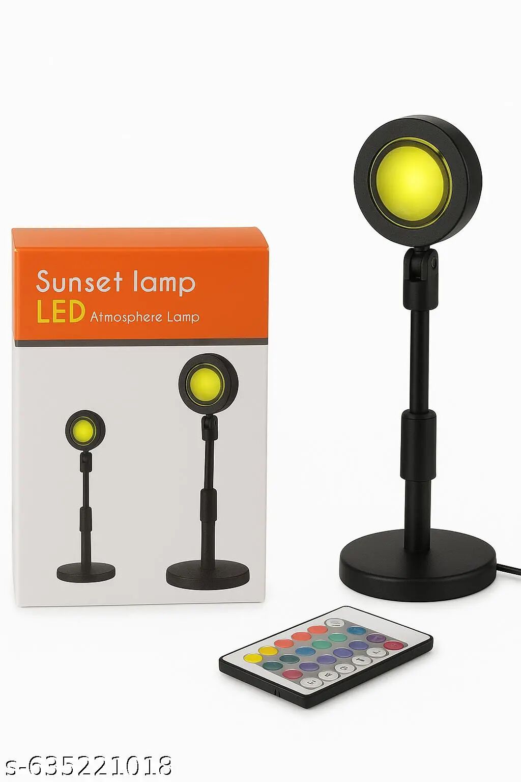 16-Color Sunset Projection Lamp with Remote & USB | 360° Rotating LED Light for Ambiance, Selfies, Parties & Home Décor - 20641