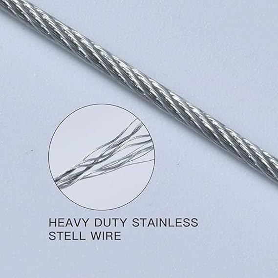 Heavy Duty Clothes Drying Rope 5 Meter with Hooks | Strong Steel Clothesline for Balcony, Travel, Camping & Home Use