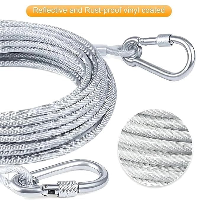 Heavy Duty Clothes Drying Rope 5 Meter with Hooks | Strong Steel Clothesline for Balcony, Travel, Camping & Home Use