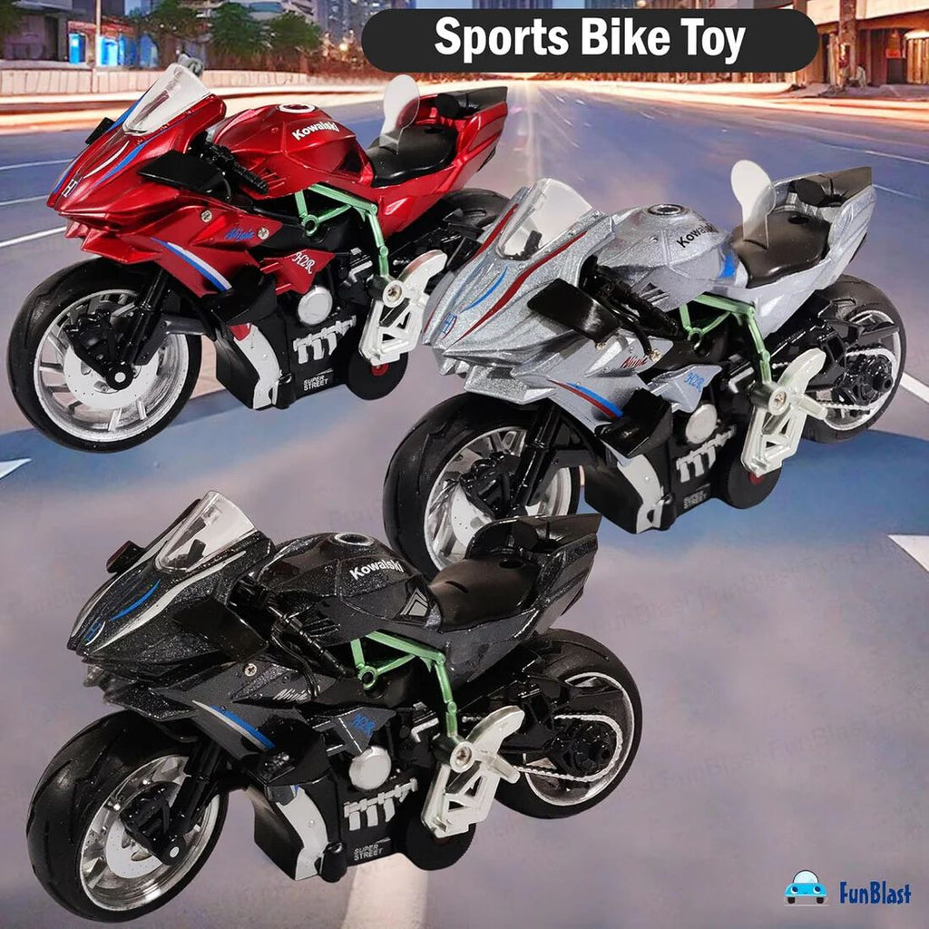 Die-Cast Sports Bike Toy for Kids – Motorcycle Toy, Friction Power Metal Bike with Light and Sound Effects, Alloy Vehicles Toys for Boys {Multi Colour}