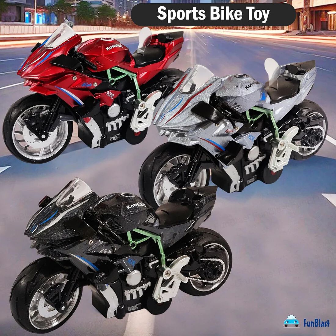 Die-Cast Sports Bike Toy for Kids – Motorcycle Toy, Friction Power Metal Bike with Light and Sound Effects, Alloy Vehicles Toys for Boys {Multi Colour}