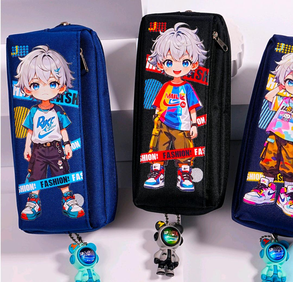 Pen Bag Canvas Pencil Case Student Stationery Gift for Kids {Random Design}