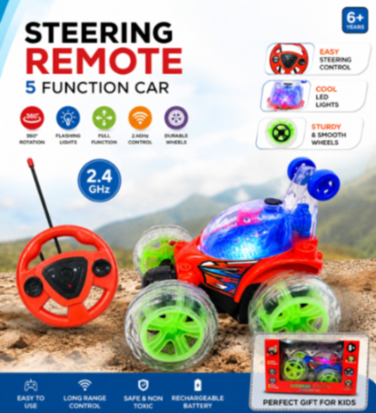 360° Stunt Remote Control Car for Kids | Double-Sided Flip RC Car with LED Lights & Music | High-Speed Racing Toy for Boys & Girls