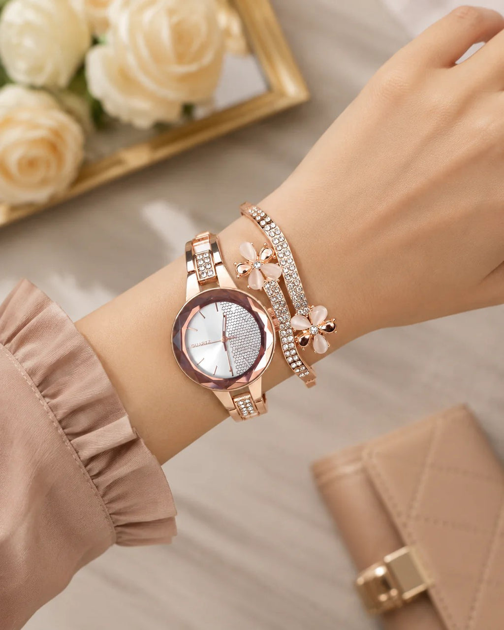 Stylish Watch And Bracelet  For Girl beautiful Girt for Women {Random Design}