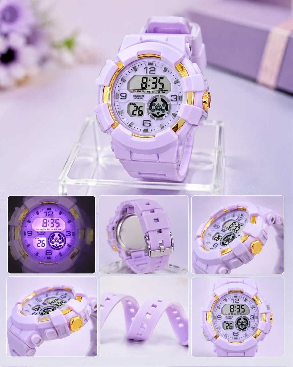 Digital Dial Alarm with Sound Waterproof Light Kids Watch for Boys & Girls {Random Design}