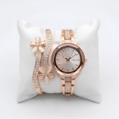 Stylish Watch And Bracelet  For Girl beautiful Girt for Women {Random Design}