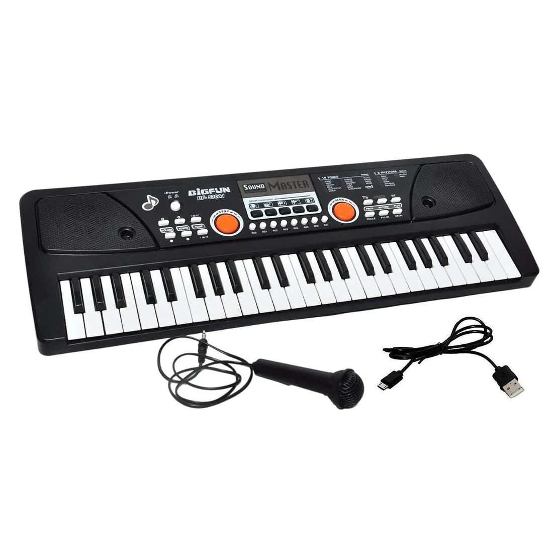 49-Keys Bigfun Electronic Piano with Microphone, USB MP3 Play Function (Black)