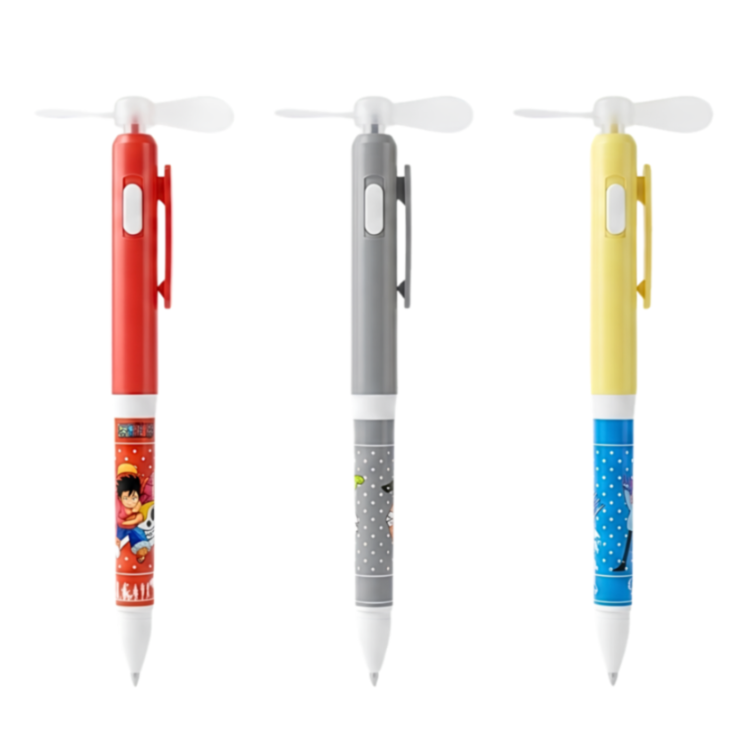 2 in 1 Creative Handheld Mini Pocket Size Fan With Smooth Writing Ballpoint Pen {Random Design}