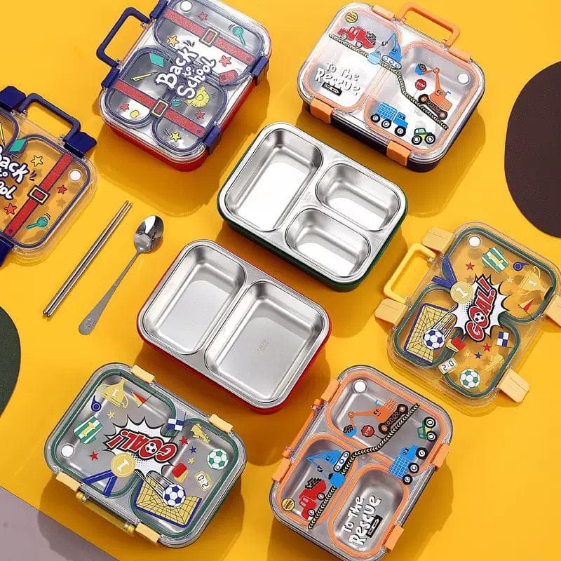 700 ml  Lunch Box Stainless Steel, Leakproof Tiffin Box for Kids {Random Design}
