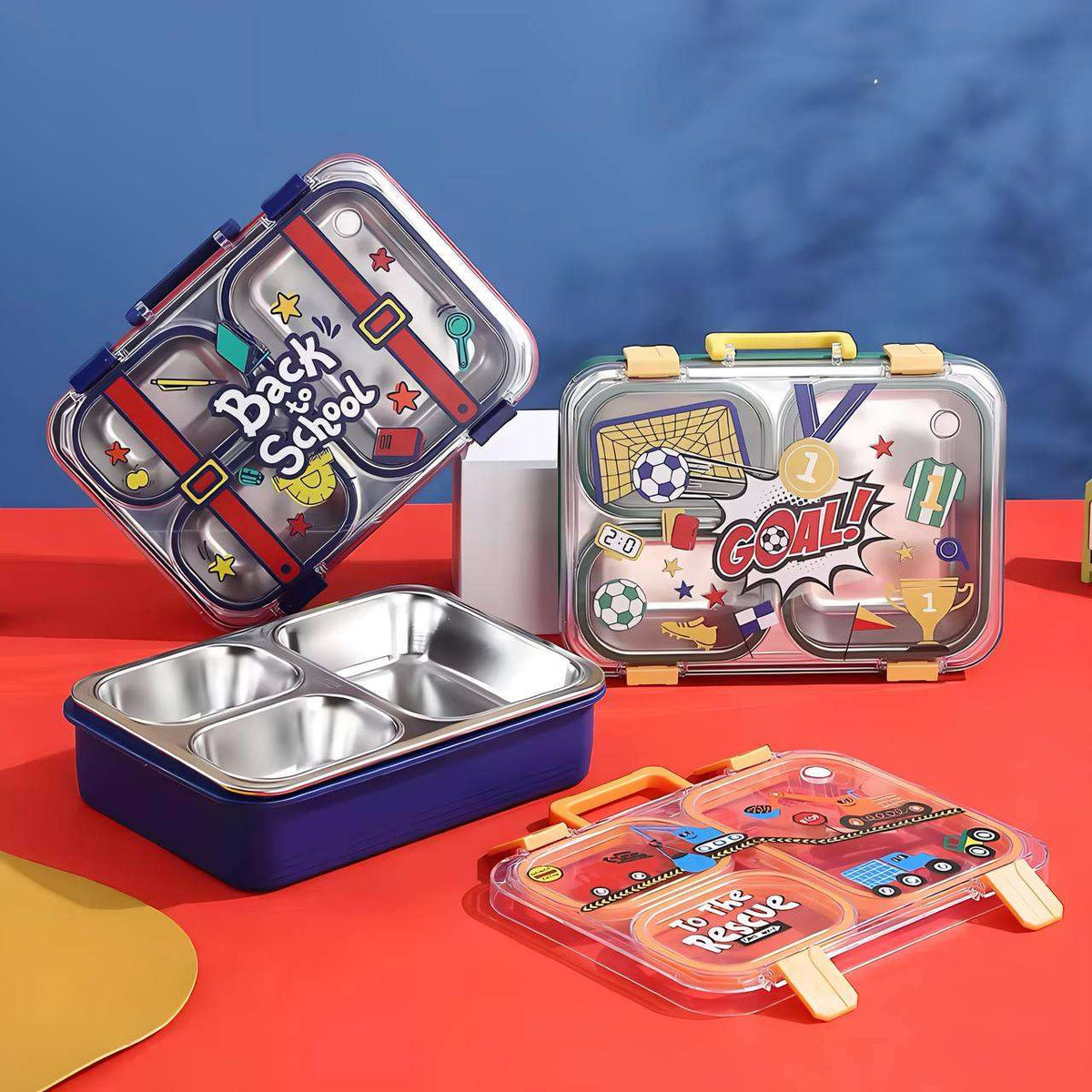 700 ml  Lunch Box Stainless Steel, Leakproof Tiffin Box for Kids {Random Design}