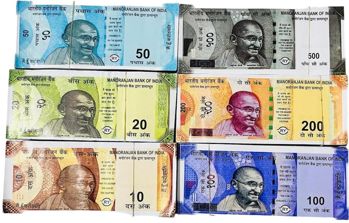 Children Play Money Notes – 100 Pieces ₹500/₹200/₹100/₹50/₹20/₹10 – Dummy Indian Rupee Currency Toy Notes for Kids Learning