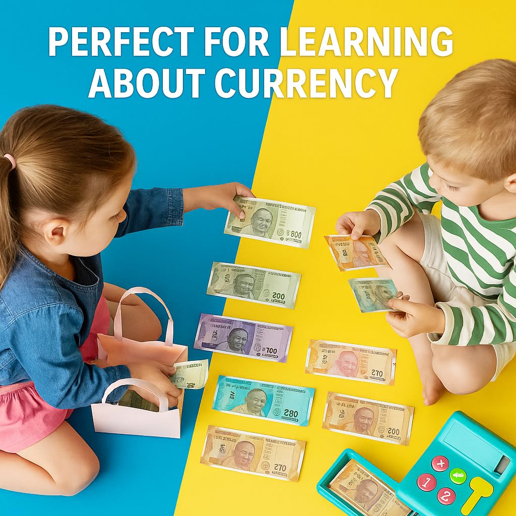 Children Play Money Notes – 100 Pieces ₹500/₹200/₹100/₹50/₹20/₹10 – Dummy Indian Rupee Currency Toy Notes for Kids Learning