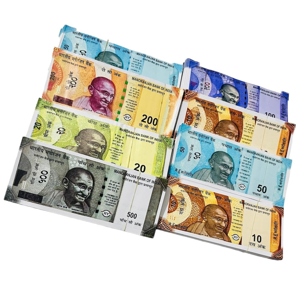 Children Play Money Notes – 100 Pieces ₹500/₹200/₹100/₹50/₹20/₹10 – Dummy Indian Rupee Currency Toy Notes for Kids Learning